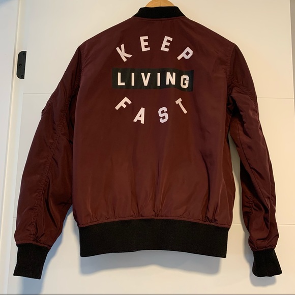 H&M | Burgundy Bomber-style Jacket - Picture 1 of 10